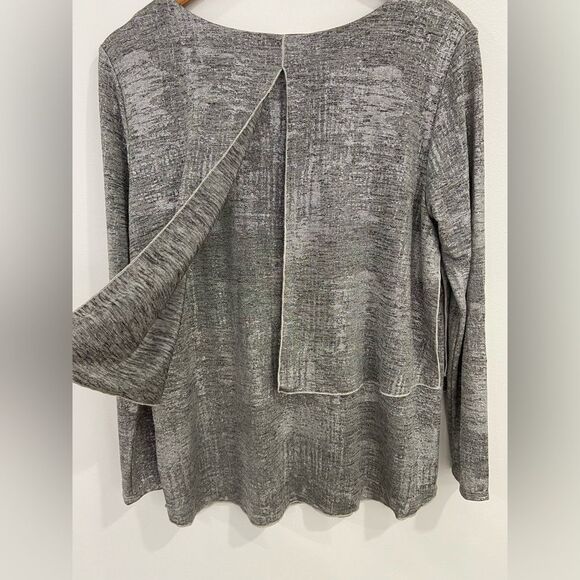 Soft Surroundings Silver Metallic Layered Long Sleeve Blouse. Size Medium - Picture 4 of 11